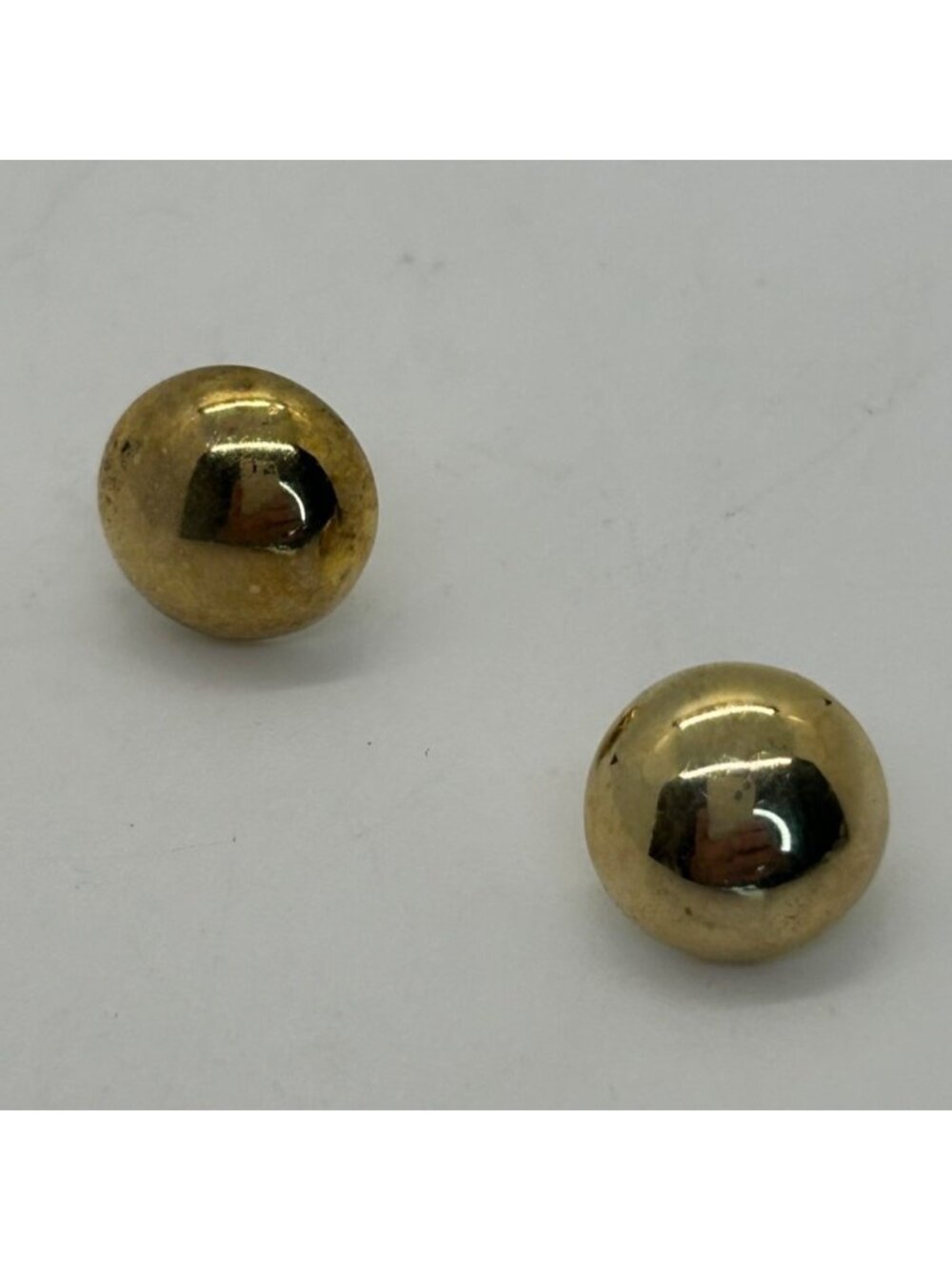 Gold Vermeil Over Sterling Silver Puffy Round Earrings 925 For Women Vintage REA - Picture 1 of 7